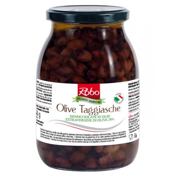 Pitted Taggiasca Olives in Extra Virgin olive oil 900g Robo