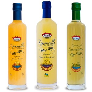 Package of Limoncello di Sorrento IGP, Agrumello and Finocchietto Liqueur